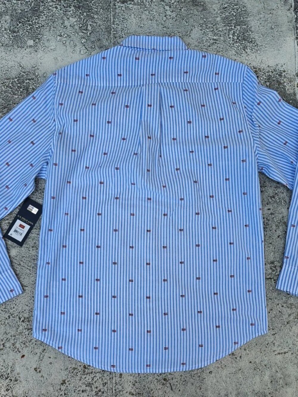 U.S. Polo Assn. Men Casual Short Long Sleeve Collared Blue Stripe Size M NWT - Picture 4 of 10